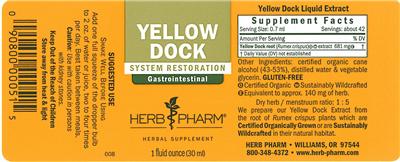 Photo of the Herb Pharm Yellow Dock label