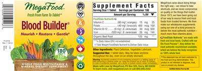Photo of the MegaFood Blood Builder label