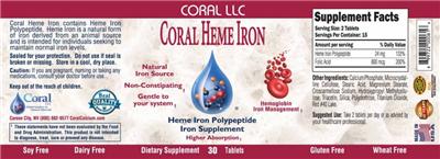 Photo of the Coral Coral Heme Iron label