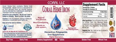 Photo of the Coral Coral Heme Iron label