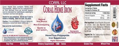 Photo of the Coral Coral Heme Iron label