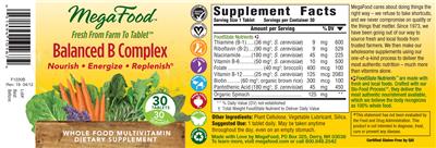 Photo of the MegaFood Balanced B Complex label