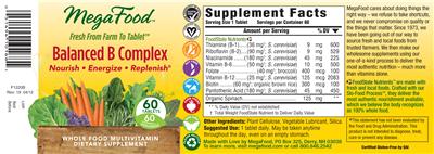Photo of the MegaFood Balanced B Complex label