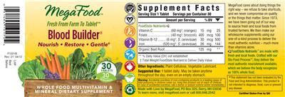 Photo of the MegaFood Blood Builder label