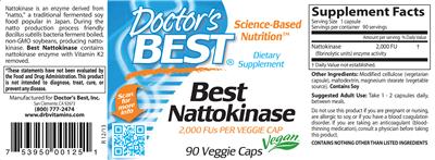 Photo of the Doctor's Best Best Nattokinase label