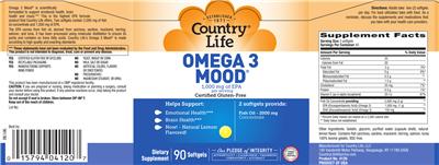 Photo of the Country Life Omega 3 Mood label