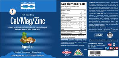 Photo of the Trace Minerals Research Cal/Mag/Zinc Pina Colada label