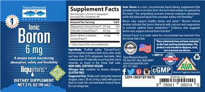Photo of the Trace Minerals Research Ionic Boron 6 mg label