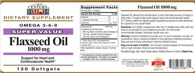 Photo of the 21st Century Flaxseed Oil 1000 mg label