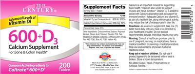Photo of the 21st Century 600 + D3 label