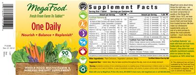 Photo of the MegaFood One Daily label