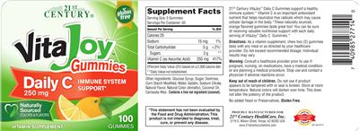 Photo of the 21st Century VitaJoy Gummies Daily C 250 mg label