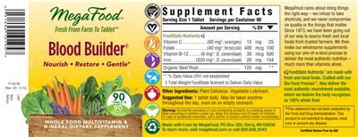 Photo of the MegaFood Blood Builder label