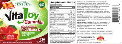 Photo of the 21st Century VitaJoy Gummies Adult Multivitamin plus Extra D3 label