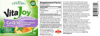 Product label for Co Q-10 200 mg