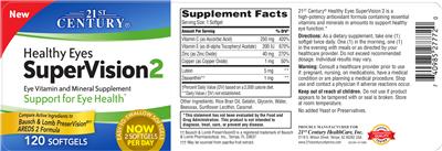 Photo of the 21st Century Healthy Eyes SuperVision 2 label