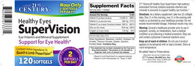 Photo of the 21st Century Healthy Eyes SuperVision label
