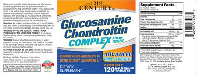 Photo of the 21st Century Glucosamine Chondroitin Complex plus MSM label