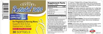 Photo of the 21st Century PreNatal DHA label