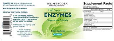 Photo of the Dr. Mercola Full Spectrum Enzymes label