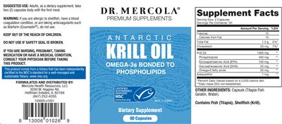 Photo of the Dr. Mercola Antarctic Krill Oil label