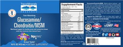 Photo of the Trace Minerals Research Glucosamine/Chondroitin/MSM Blueberry label