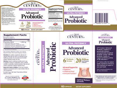 Photo of the 21st Century Ultra Potency Advanced Probiotic label