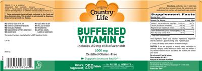Photo of the Country Life Buffered Vitamin C 1000 mg label
