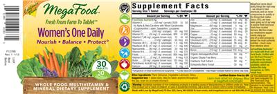 Photo of the MegaFood Women's One Daily California Blend label