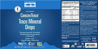 Photo of the Trace Minerals Research ConcenTrace Trace Mineral Drops label