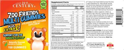 Photo of the 21st Century Zoo Friends Multi Gummies plus Extra C label