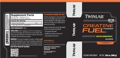 Photo of the Twinlab Creatine Fuel Powder Unflavored label