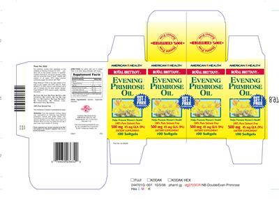 Photo of the American Health Royal Brittany Evening Primrose Oil 500 mg label