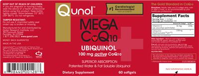 Photo of the Qunol Mega CoQ10 100 mg label