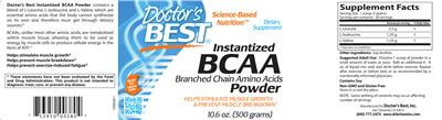 Photo of the Doctor's Best Instantized BCAA Powder label