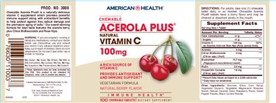 Chewable Acerola Plus Natural Vitamin C 100 mg