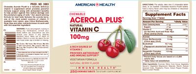 Chewable Acerola Plus Natural Vitamin C 100 mg Natural Berry Flavor
