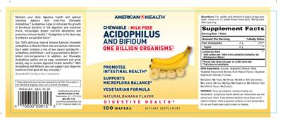 Chewable Milk Free Acidophilus And Bifidum Natural Banana Flavor