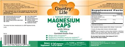 Photo of the Country Life Target-Mins Magnesium Caps With Silica 300 mg label