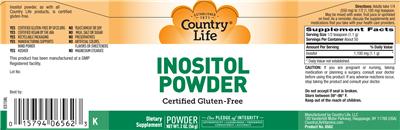 Photo of the Country Life Inositol Powder label