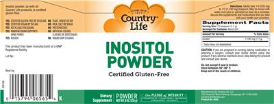 Photo of the Country Life Inositol Powder label