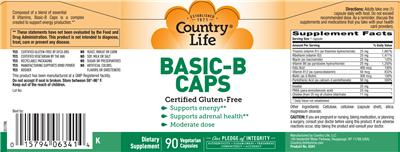 Photo of the Country Life Basic-B Caps label