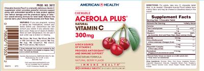 Chewable Acerola Plus Natural Vitamin C 300 mg Natural Berry Flavor