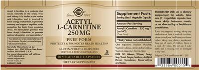 Acetyl L-Carnitine 250 mg