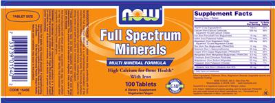 Photo of the NOW Full Spectrum Minerals label