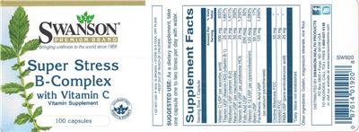 Photo of the Swanson Super Stress B-Complex With Vitamin C label