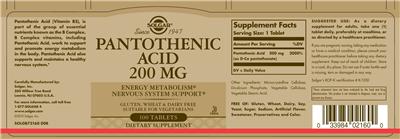Pantothenic Acid 200 mg