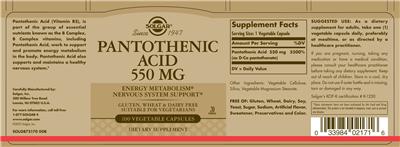 Pantothenic Acid 550 mg