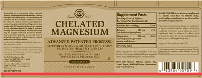 Product label for Chelated Magnesium