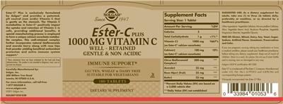 Photo of the Solgar Ester-C Plus 1000 mg Vitamin C label